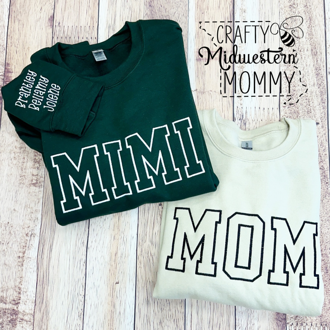 Custom Name Outline Adult Embroidered Sweatshirt