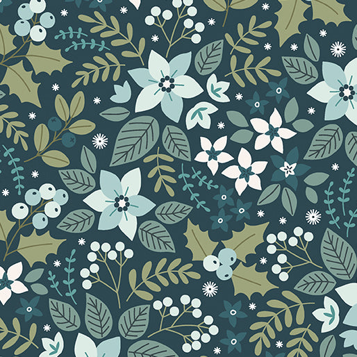 Benartex Fabrics Holly & Hearth Yule Teal