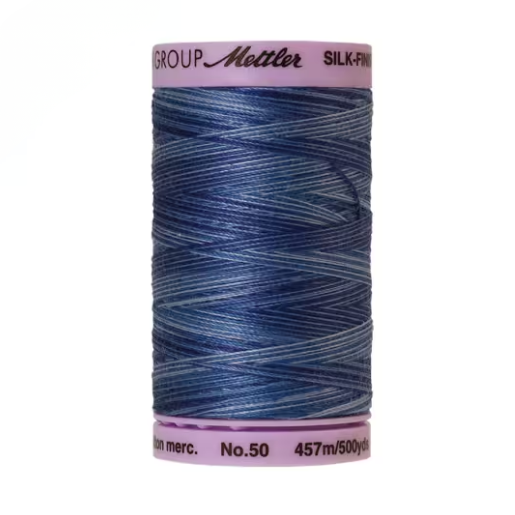 Mettler Silk Finish Cotton Thread 50wt/500yd Evening Blue (Variegated) #9812