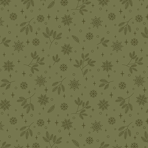 Benartex Fabrics Holly & Hearth Flurries Evergreen