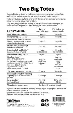 Two Big Totes Sewing Pattern