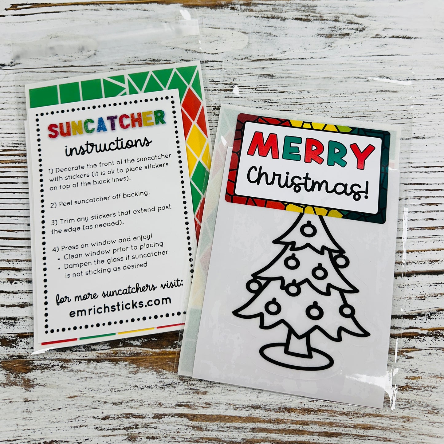 Christmas Tree Suncatcher Sticker Craft Kit For Kids