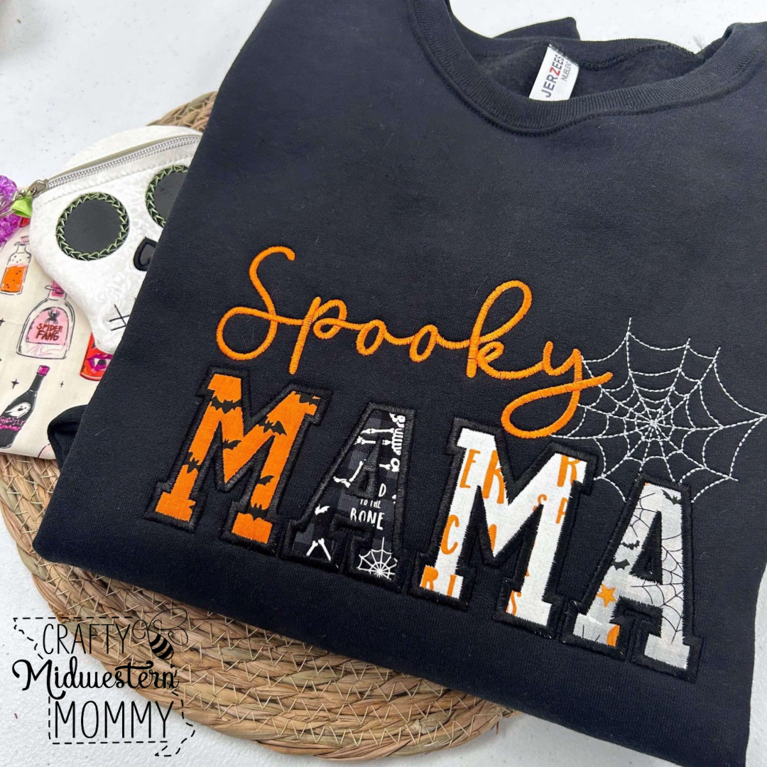Spooky Mama Embroidered Sweatshirt – Crafty Midwestern Mommy