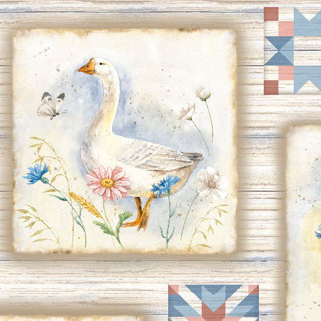 QT Fabrics Patchwork Pastures Farm & Animals Picture Patche Taupe