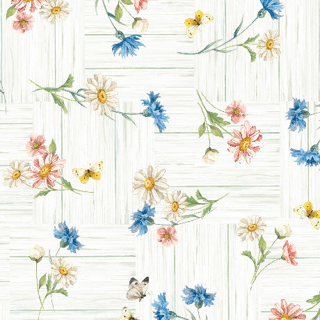 QT Fabrics Patchwork Pastures Wildflower Toss Light Cream