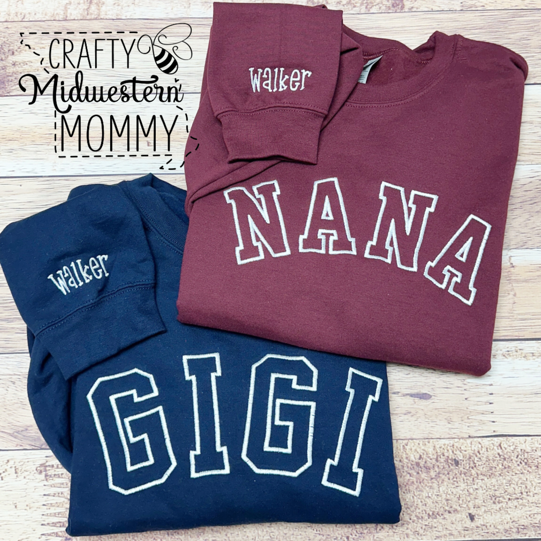 Custom Name Outline Adult Embroidered Sweatshirt
