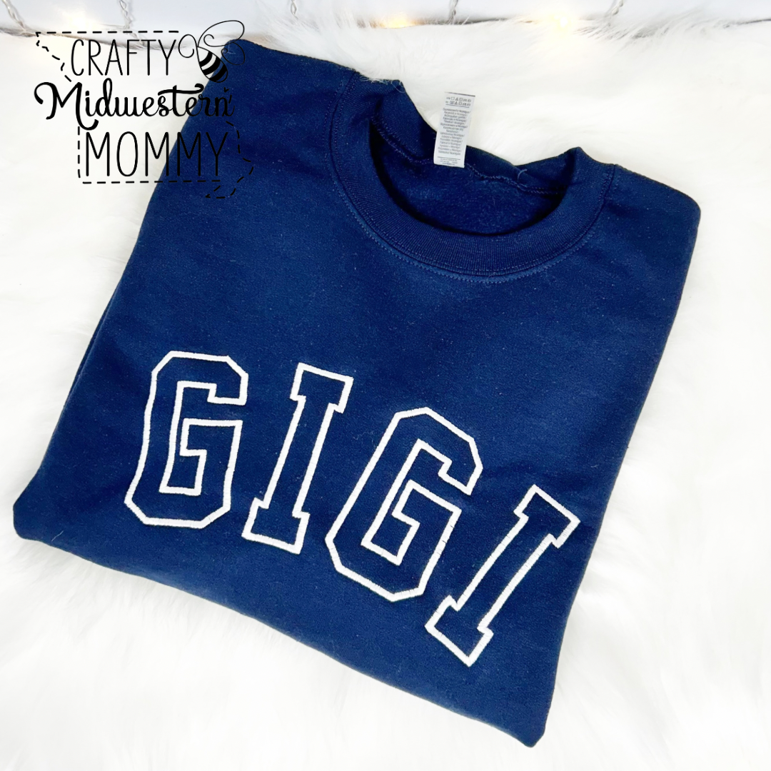 Custom Name Outline Adult Embroidered Sweatshirt