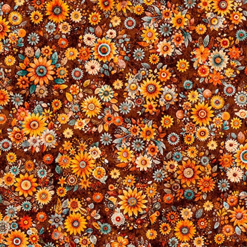 QT Fabrics Harvest Hollow Fall Bouquets Burnt Umber