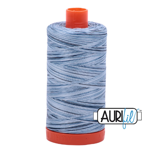 Aurifil Mako Cotton Thread 50wt/1422yd Stonewash Blues (Variegated) #4669