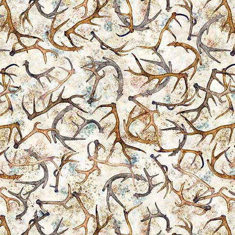 QT Fabrics Big Buck Ridge Antlers Cream