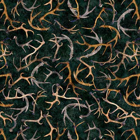 QT Fabrics Big Buck Ridge Antlers Deep Forest