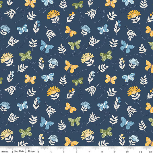 Riley Blake Sunshine & Dandelions Butterflies Navy