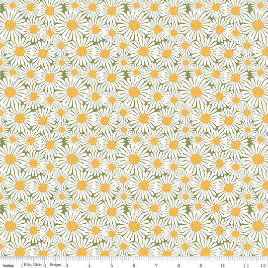 Riley Blake Sunshine & Dandelions Daisies Green