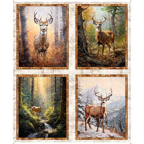 QT Fabrics Big Buck Ridge Large Deer Picture Patches Multi