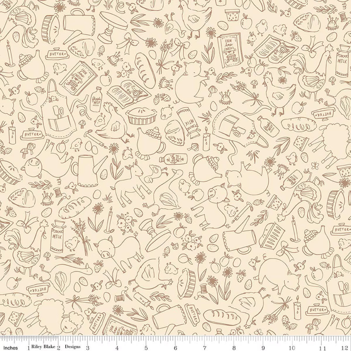Riley Blake Lil' Farm Friends Farm Outlines Cream
