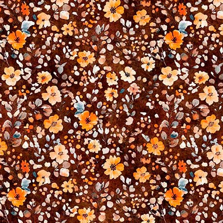 QT Fabrics Snuggle Bunnies Floral & Sprigs Brick
