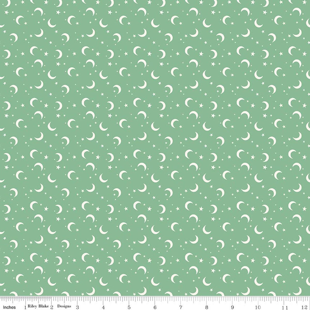 Riley Blake Frank and Friends Moon & Stars Green