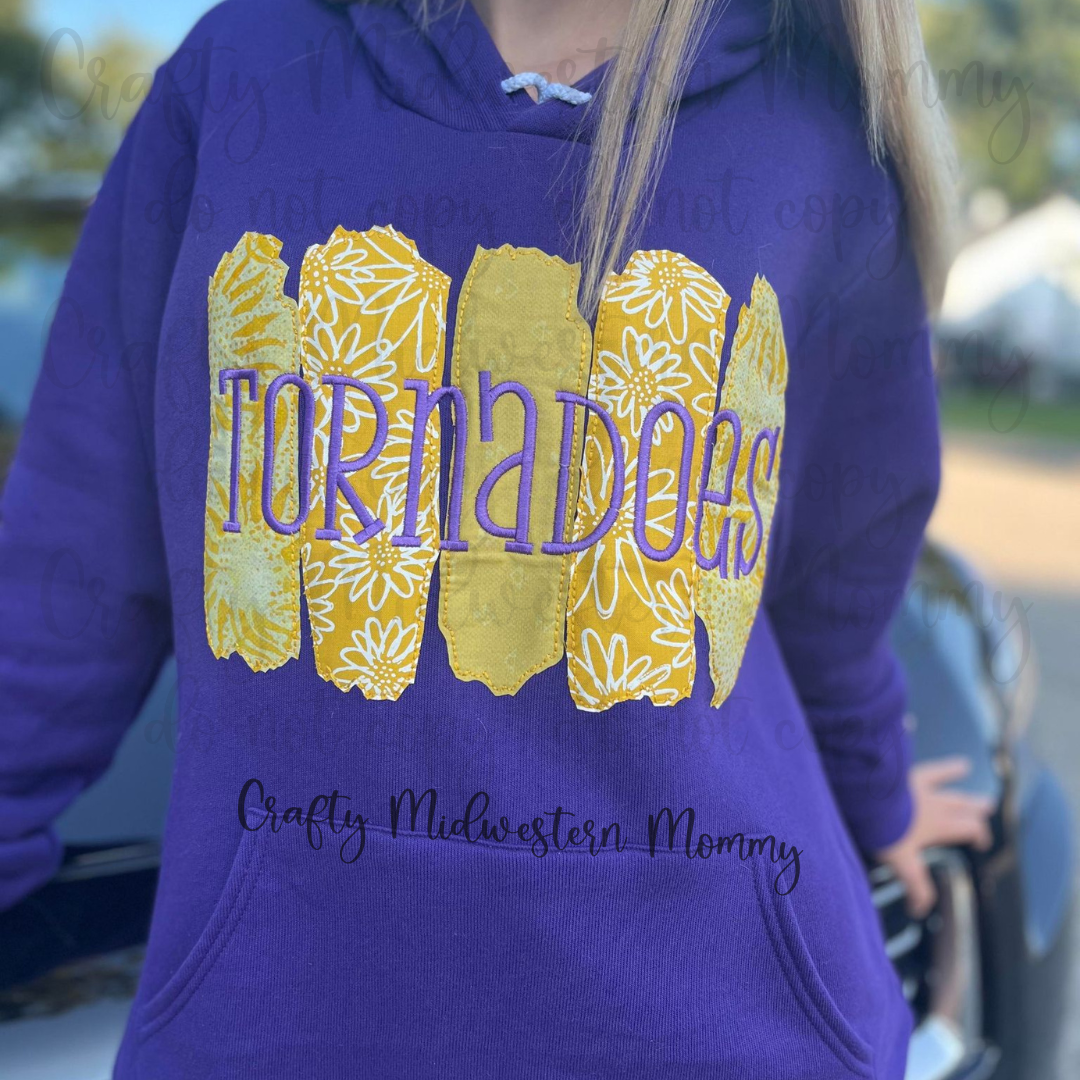 Team Paintbrush Stroke Adult Applique Hoodie