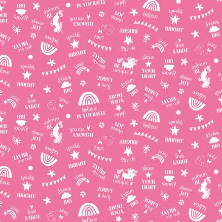 Riley Blake Unicorn Kingdom Be You Hot Pink