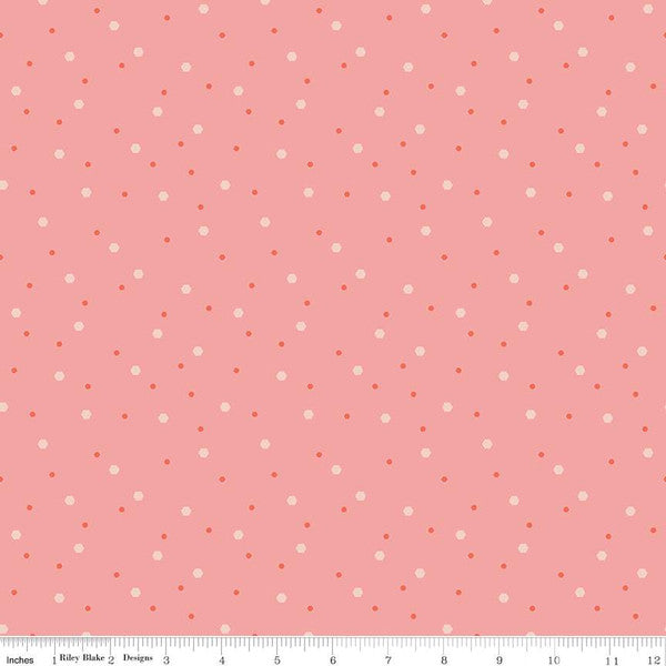 Riley Blake Honeycomb Hill Mini Hexies Coral