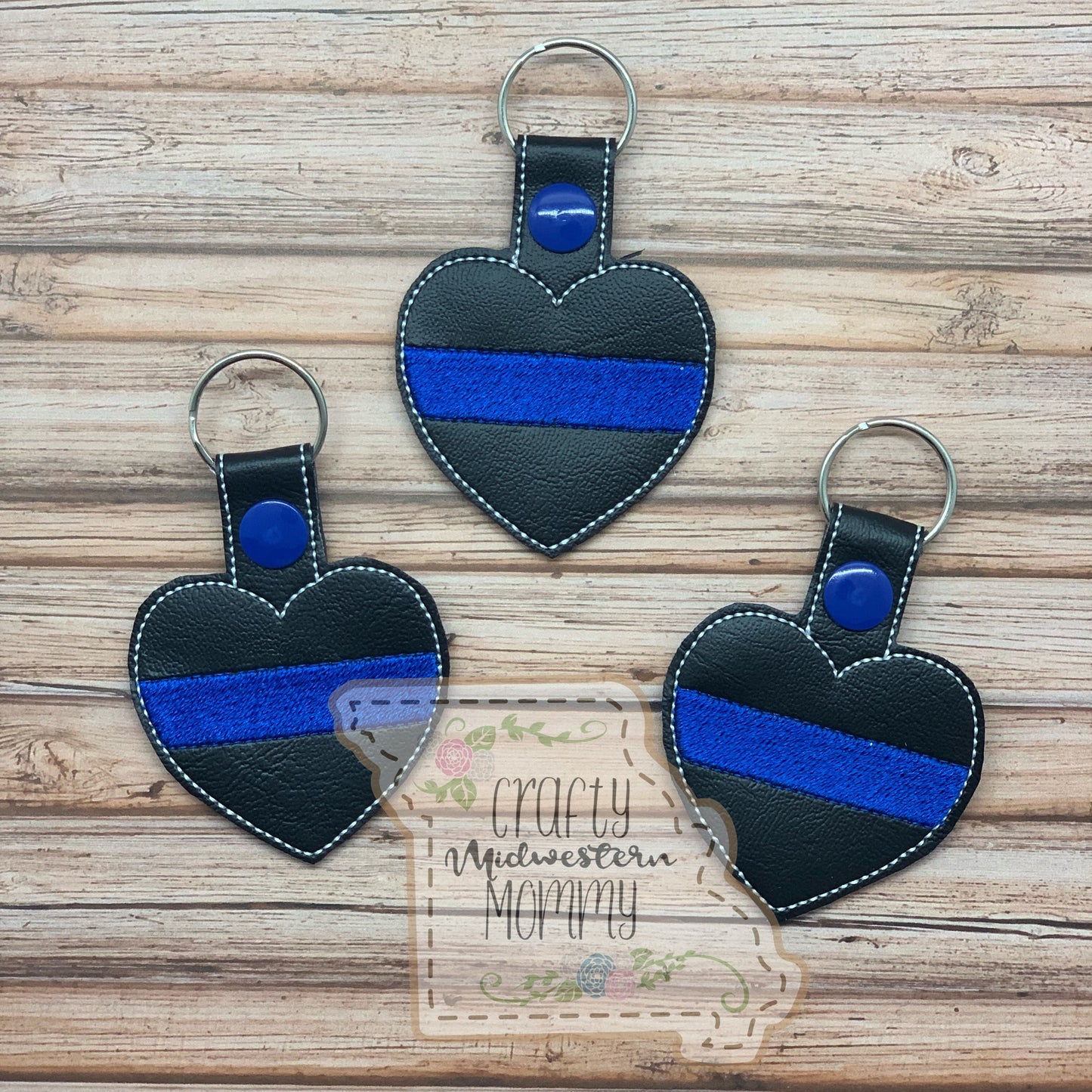 Thin Blue Line Heart Keychain
