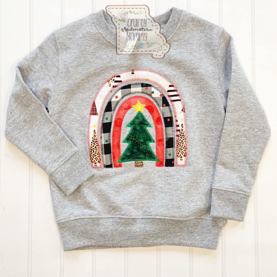 Christmas Rainbow Youth Applique Sweatshirt